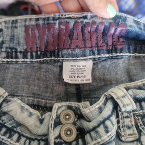 HYDRAULIC raw hem denim shorts, size 15/16